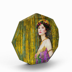 Colourful Klimt Style Collage Portrait of Woman Photo Block