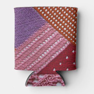 Colourful Knit: Abstract Patchwork Texture. Can Cooler
