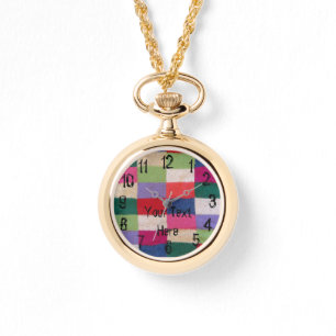 colourful knitted patchwork squares vintage style watch
