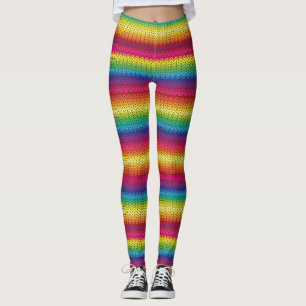 Colourful Knitted Rainbow Effect Leggings
