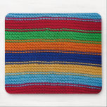 Colourful knitted stripes mouse pad<br><div class="desc">Multi-coloured knitted stripes in green, red, orange, light blue, yellow and dark blue, wool texture. Photography.</div>