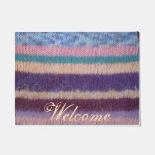 colourful knitted stripes unique vintage fun doormat