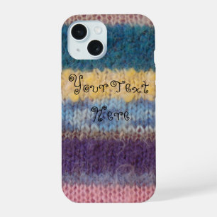 colourful knitted stripes vintage style fun design iPhone 15 case