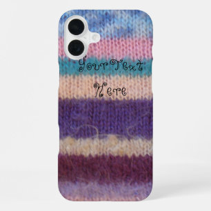 colourful knitted stripes vintage style fun iPhone 16 plus case