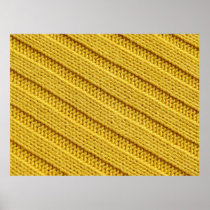 Colourful knitted textile texture. Yellow. Poster