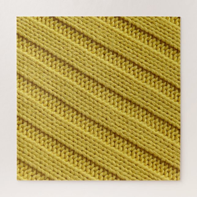 Colourful knitted textile, yellow texture. jigsaw puzzle (Vertical)