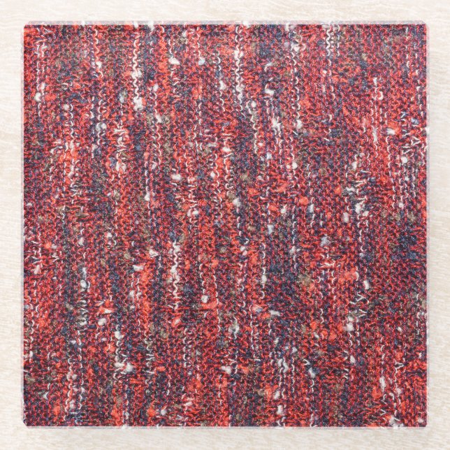 Colourful Knitted Texture: Cosy Background Glass Coaster (Front)