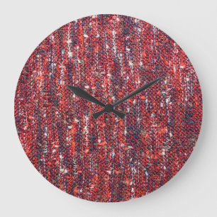 Colourful Knitted Texture: Cosy Background Large Clock