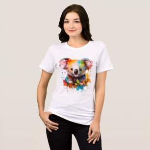 Colourful Koala Art T-Shirt Unique Artistic Desi Tri-Blend Shirt