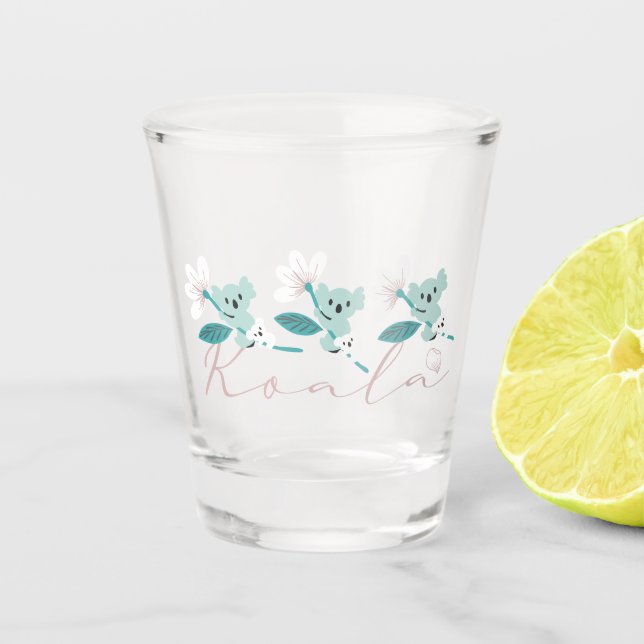 Colourful Koala Pattern Cute Animal and Floral Shot Glass (Front)