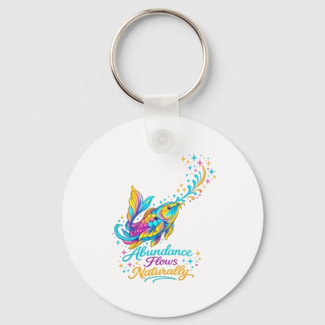 Colourful Koi Fish Abundance Round Keychain (Front)