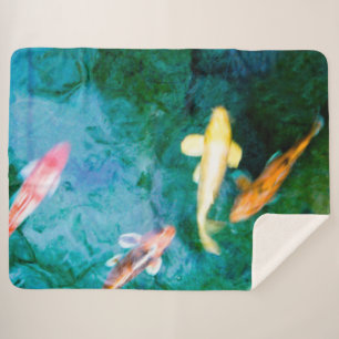 Colourful Koi Fish Sherpa Blanket
