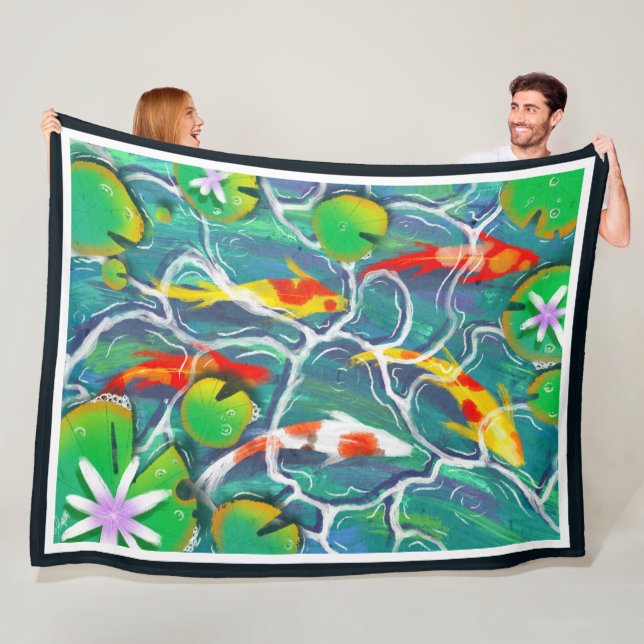 Colourful Koi Pond Fleece Blanket (In Situ)