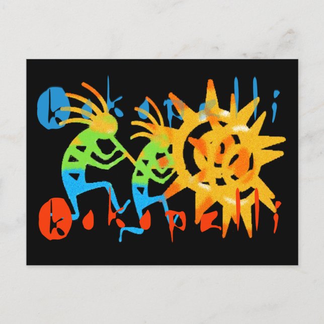 Colourful Kokopelli Postcard (Front)