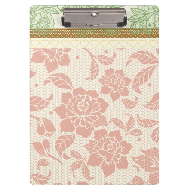 Colourful lace pattern for designers projects Pink Clipboard (Front)