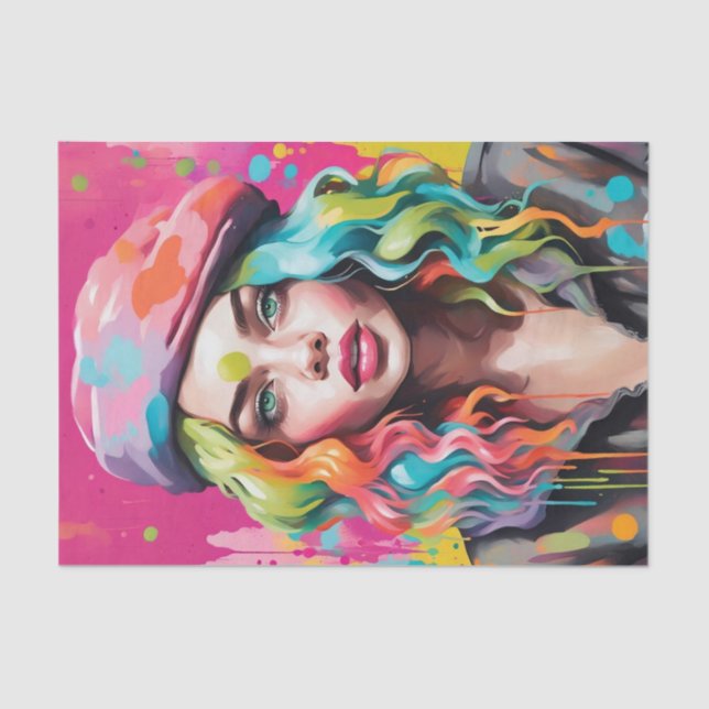 Colourful Lady Decoupage Paper (Front)