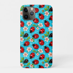 Colourful Ladybug Pattern with Flowers Case-Mate iPhone Case