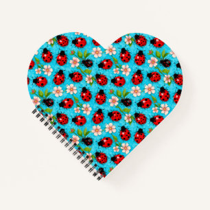 Colourful Ladybug Pattern with Flowers Notebook