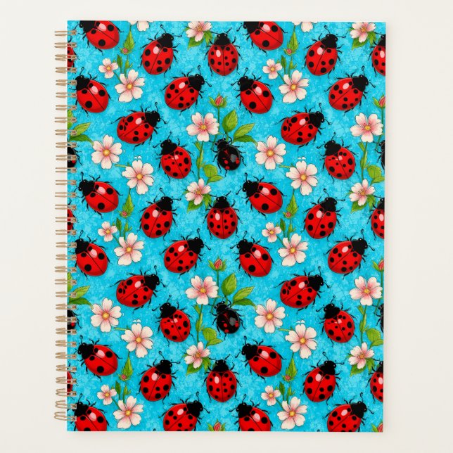 Colourful Ladybug Pattern with Flowers Planner (Front)