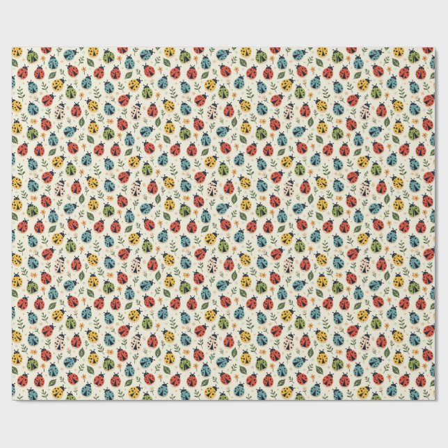 Colourful Ladybug Wrapping Paper – Cute Multicolor (Flat)
