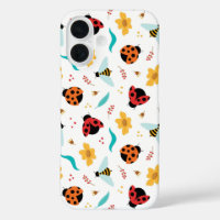 Colourful Ladybugs and Bees on a Floral