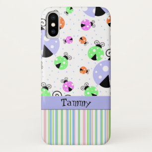 Colourful Ladybugs and Stripes Case-Mate iPhone Case