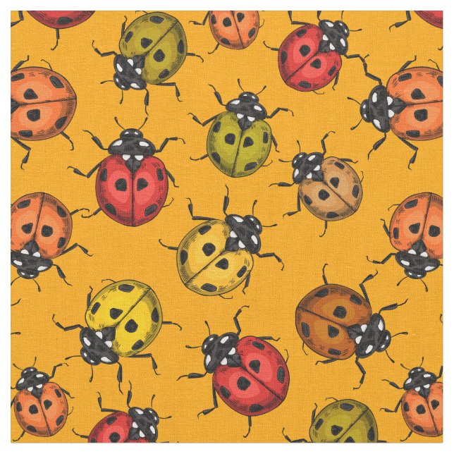 Colourful ladybugs fabric (Close Up)