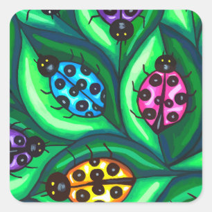 Colourful Ladybugs Insect nature original wildlife Square Sticker