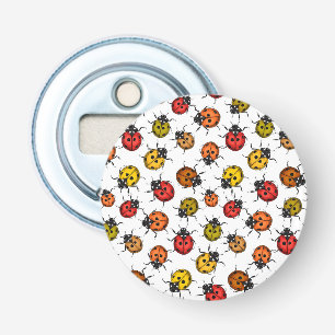 Colourful ladybugs on white bottle opener