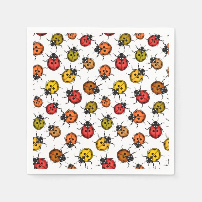 Colourful ladybugs on white napkin (Front)