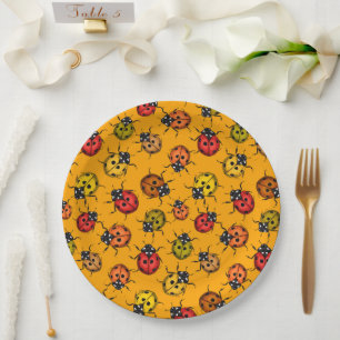 Colourful ladybugs paper plate