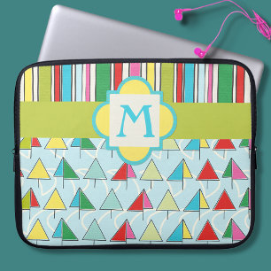 Colourful Lake Stripes Monogram Laptop Sleeve