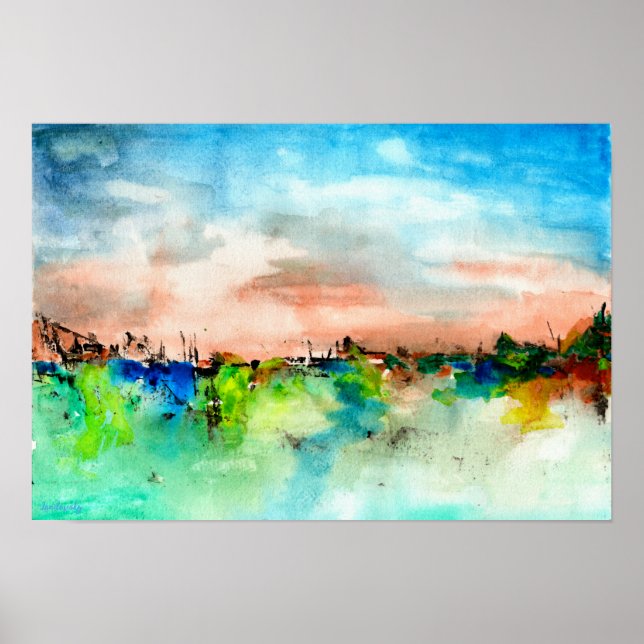 Colourful Landscape Watercolor Print (Front)