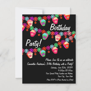 Colourful Lanterns Birthday Party Invitation