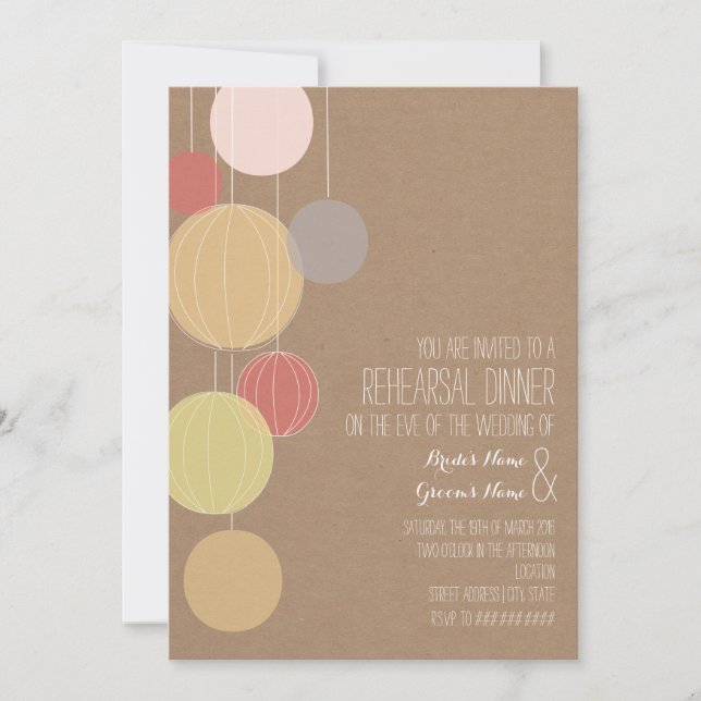 Colourful Lanterns Cardstock Inspired Rehearsal Invitation (Front)