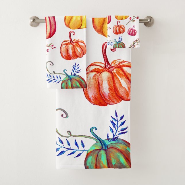 Colourful Lanterns Fall art Bathroom Towel Set (Insitu)