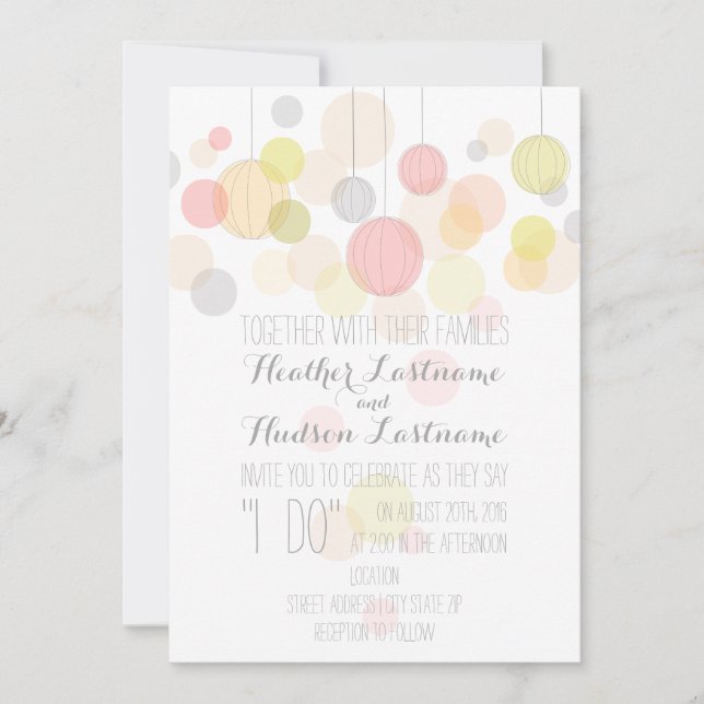 Colourful Lanterns Wedding Invitation (Front)