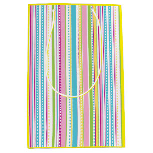 Colourful Large Pastel Stripes Cute Easter Pattern Medium Gift Bag