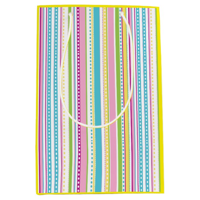 Colourful Large Pastel Stripes Cute Easter Pattern Medium Gift Bag (Front)