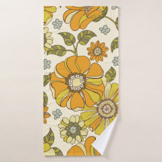 Colourful Large Scale Hand-Drawn Floral vintage Se Bath Towel