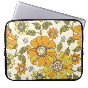 Colourful Large Scale Hand-Drawn Floral vintage Se Laptop Sleeve