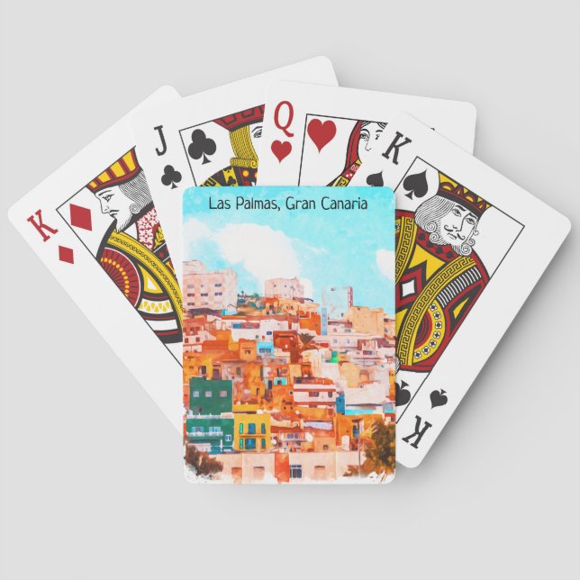 Colourful Las Palmas Gran Canaria Architecture Playing Cards (Back)