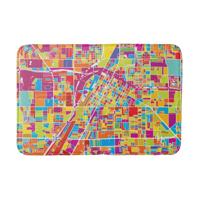 Colourful Las Vegas, Nevada Map Bath Mat (Front)