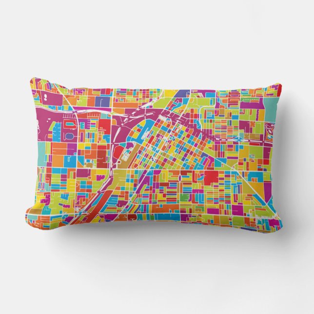 Colourful Las Vegas, Nevada Map Lumbar Cushion (Front)