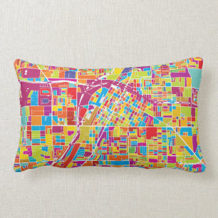Colourful Las Vegas, Nevada Map Lumbar Cushion