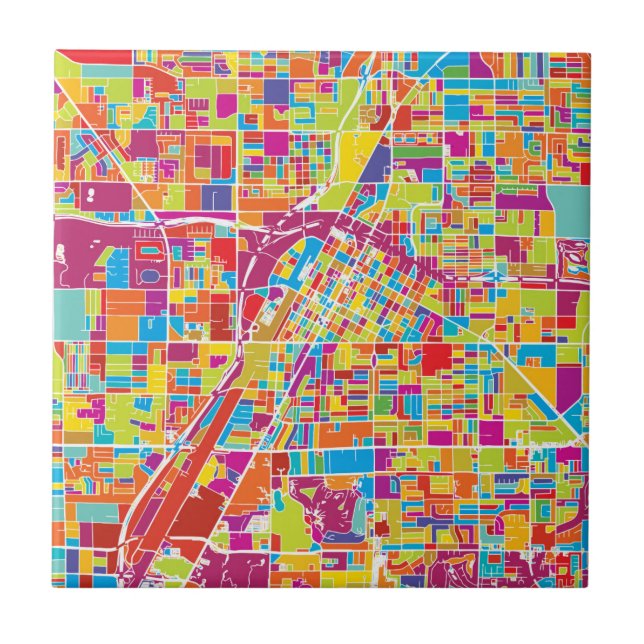 Colourful Las Vegas, Nevada Map Tile (Front)