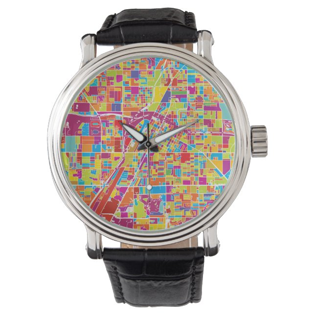 Colourful Las Vegas, Nevada Map Watch (Front)