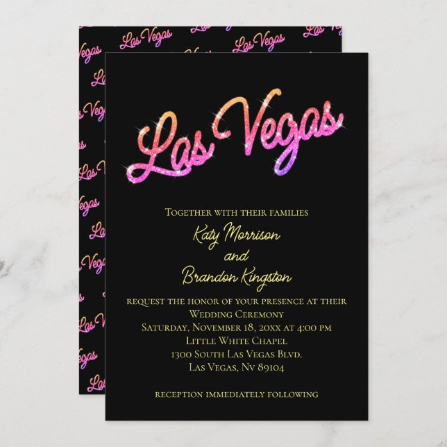 Colourful Las Vegas Sparkles Wedding Invitation (Front/Back)