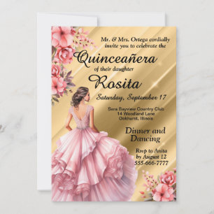 Colourful Latino Girls 15th Birthday Quinceanera Invitation