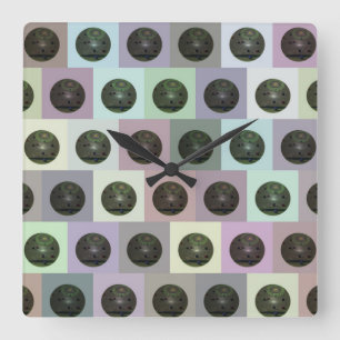 Colourful Lawn Bowls Pattern, Square Wall Clock